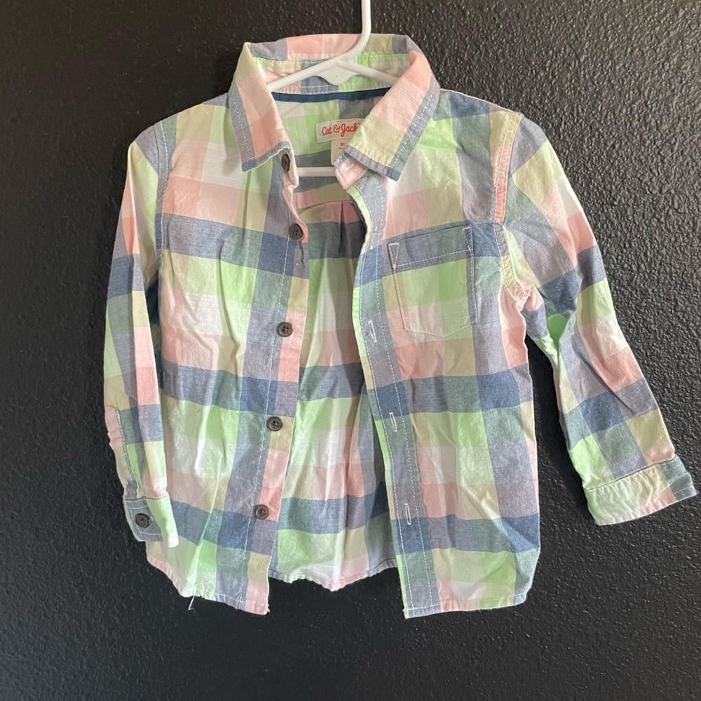 3/$12 Cat & Jack Pastel Plaid Button-Up Shirt